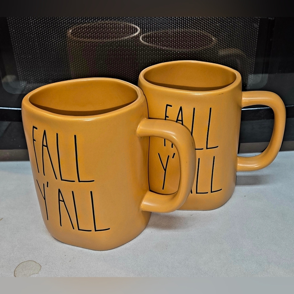 Rae Dunn FALL Y'ALL Fall Orange Set Of 2 Mugs Sale